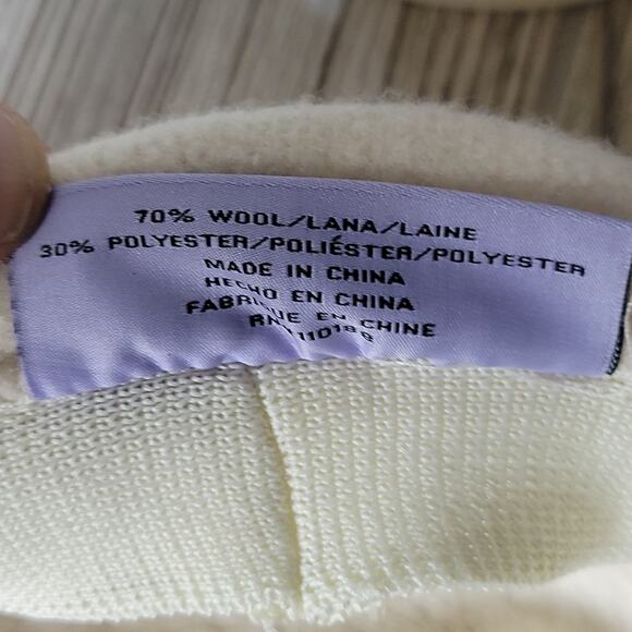 Nine & Co. Ivory Wool Blend Newsboy Cap with Floral Sequin Detail - Picture 7 of 10